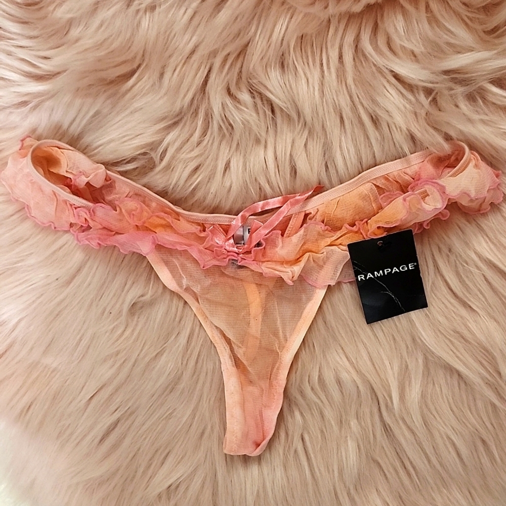 Y2K FIND!! Brand New RAMPAGE MESH RUFFLE THONG PANTIES-S
